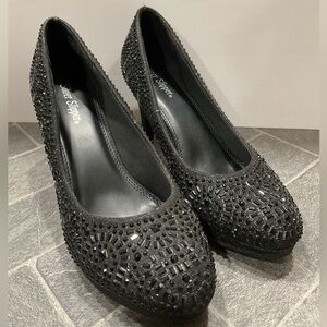 Silver Slipper Flirty Black Rhinestone Heel